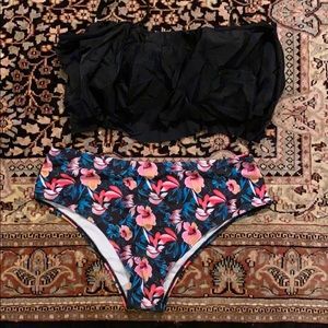 Black and floral bikini